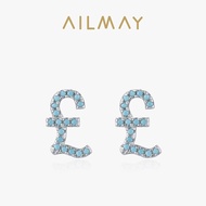 Ailmay 925 Sterling Silver Britain Pound Symbol for Women Turquoise Stone Earrings Jewelry  Gift