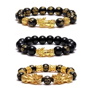 3Pcs Feng Shui Black Obsidian Bracelets Set Good Luck Amulet Dragon Lucky Charm Bracelets Pi Xiu Pi 