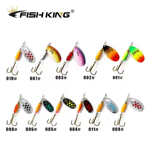 FISH KING 1Pcs New Metal Fishing Lure 3.2g 4.3g 6.1g 9.6g 13.6g Spinner Bait Hard Baits Sharp Treble