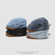 Handsome boy pup multi-color denim beret trendy style reversed-worn fedora children's artist hat new