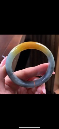 冰種 天然翡翠 緬甸 A玉 玉鐲 • 糯冰種烏雞黑黃翡翠福鐲