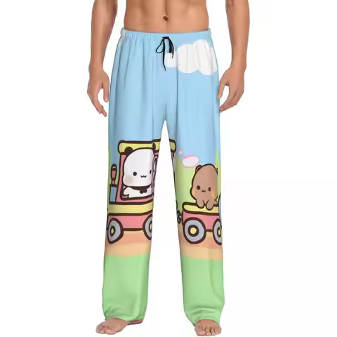 Custom Print Bubu Dudu Pajama Pants for Men Kawaii Sleep Sleepwear Bottoms with Pockets
