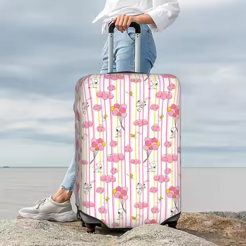 Cute Snoopy Woodstock Cartoon Beagle Luggage Cover Protector Washable Travel Suitcase Covers