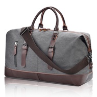 Litvyak Duffle Bag for Men Travel, Large Leather Canvas Duffle Travel Bag for Men Carry on Overnight