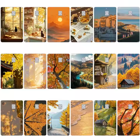 Fashion Autumn Scenery Diy Credit Debit Card Stickers for Bus Rice Access Bank Visa Card Decor Water