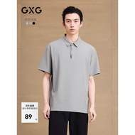 GXG Men's Clothing Split Texture Straight Including polo Shirt Men's Loose Casual Short-Sleeved Top 