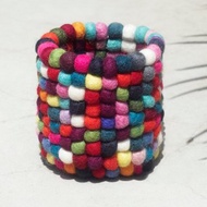 手工羊毛氈筆筒 文房具 筆筒 彩色羊毛氈筆筒 點點筆筒-彩虹水果