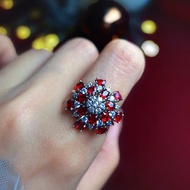 財富•健康•愛情|高級無燒緬甸鴿血紅寶石3克拉-純銀豪華戒指