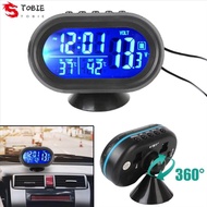 TOBIE Digital Auto Car Thermometer, 12V-24V Dual Temperature Display Car Battery Voltage Volt Voltme