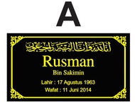 (PO 1-2 Hari) PAPAN NAMA NISAN ISLAM CUSTOM AKRILIK MAKAM / Tulisan Papan Nama Maesan Untuk Batu Nis
