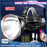 Senter cas kepala Senter led super terang jarak jauh Bisa Charge Baterai Tanam Water Resistant/sente