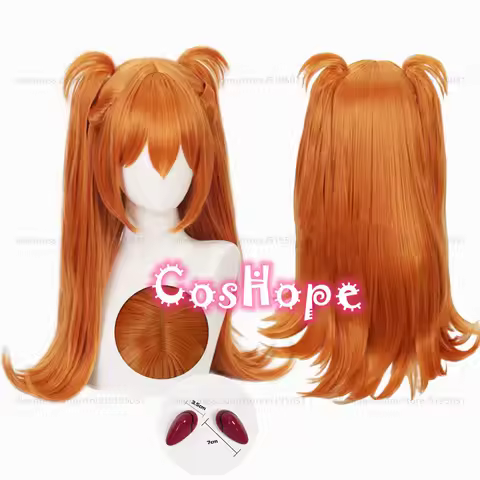 Asuka Langley Soryu Cosplay Wig With Ponytails Saffron Yellow Wig Cosplay Anime Cosplay Wigs Heat Re