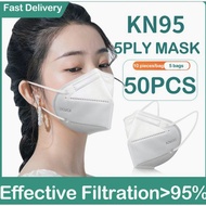 【SG Ready Stock】50/100Pcs Kn95 Mask BFE 99% 5Ply Protection Korean Version Kn95 Mask Face White Black N95 Mask