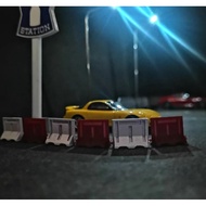 3D Receh traffic barrier Scale 1 Hot Wheels Inno Diecast Barricade Diorama Accessories64 Mini GTMini