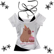 Capybara t-shirt girl Vintage 80s Graphic Pastel women Comfortable t shirt Pastel 80s Punk anime Gra