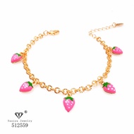Yaxiya Gelang Anak Jurai Strawbery Perhiasan Imitasi Lapis Emas 18K 585