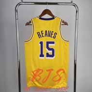 #15 Austin Reaves Jersey Men's Jersey Fashion Breathable Quick-Drying T-Shirt Yellow Purple Round Ne
