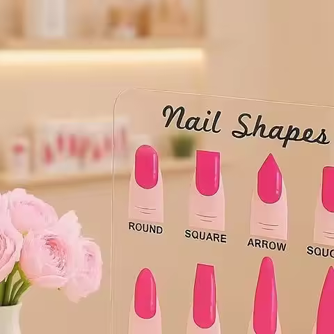 Transparent Acrylic Board Wood Base With Diamond Nail Shapes Display Board Nails Art Prop Desktop Na