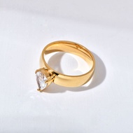 Arc Water Drop Zircon Ring Titanium Steel Does Not Fade Electroplating 18k Gold