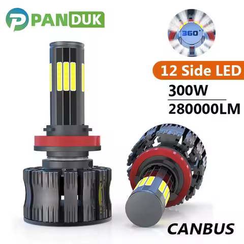 PANDUK 300W 280000LM Car Light 12 Side 3D 360 H8 H3 H7 H9 9006/HB4 9005/HB3 H4 H11 H1 H13 Led Headli