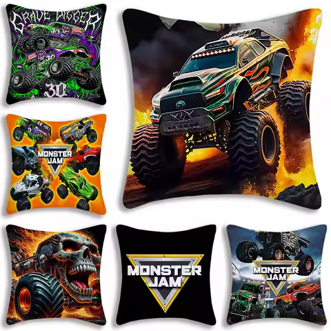 3D Monster Jam Monster Truck CartoonPillow Covers Cartoon Sofa Decorative Home Double-sided Printing