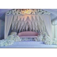Kain Backdrop Pelamin Serong Segitiga Tirai Langsir Wedding Stage Backdrop