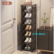 SG Home Mall 8 Tier Single Shoe Rack (Black)