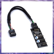 (Y W Z H)9Pin USB Hub Connector USB Splitter 1 to 3 USB2.0 9Pin Header Board Cable for Water Cooling