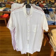 Brooks Brothers Broo ผ้าลินินหลวมเสื้อผู้ชายแขนสั้นธุรกิจเสื้อลำลองฤดูร้อน