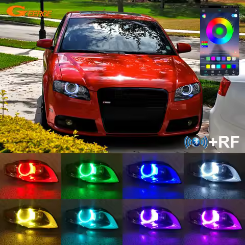 For Audi A3 8PA A4 S4 RS4 B7 RF Remote Bluetooth APP Ultra Bright Multi Color RGB LED Angel Eyes Kit