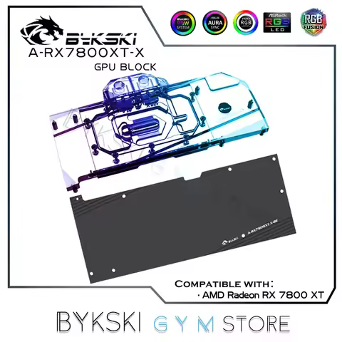 Bykski GPU Block for AMD Radeon RX7800XT Reference Edition Graphics card , Water Cooling RGB Copper 