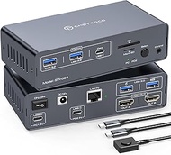 USB C Docking Station with KVM Switch 2 PC 2 Monitors 4K60Hz HDMI EDID 12-in-1 KVM Docking Station f