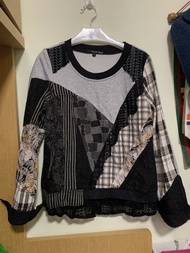 giusto dama 歐洲名牌黑灰色拼布設計上衣