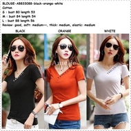 Baju Atasan Blouse Wanita Korea Import AB833088 Hitam Putih Orange