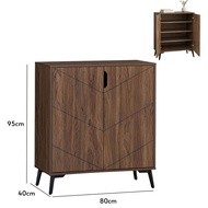 MUSE Design HECATE 80cm Kabinet kasut kayu Shoe Cabinet-Walnut