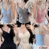 New Cilset 2025 Spaghetti Strap Top Pastel Colors Accessories Details Built-In Foam Pads Fashion Clo