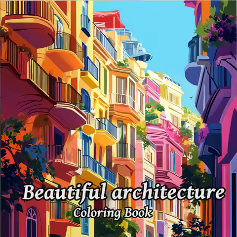 1pc Beautiful Architecture Coloring Book 24 pages Kill Time Graffiti Painting Drawing Adult Picture 