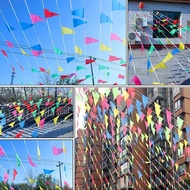 Se-7 150Pcs Colorful Triangle Flags Triangle Festival Decorative Flags Polyester Fabric/s Ready