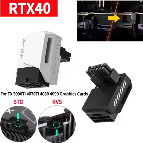 600W 12+4pin PCI-e 5.0 16pin Power Adapter 90 Degree Right Angle 16pin 12VHPWR for RTX 3090Ti 4070Ti