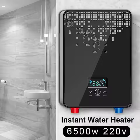 Instant Electric Water Heater Shower Bathroom Faucets Kitchen Tap Water Heater 220V 6500W Digital Di