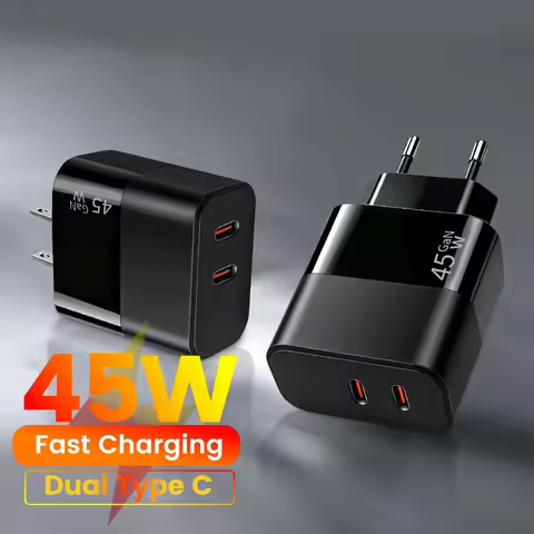 45W USB C PD Charger 2Ports Type C Fast Charging Wall Charger Adapter For iPhone 17 16 15 Samsung Xi
