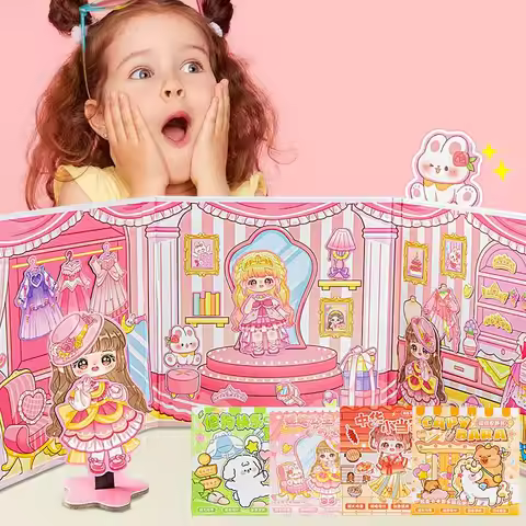 Children DIY Handmade Magnetic Quiet Book Creative Sticky Girls Princess Dress Up Game Quiet Book Ma