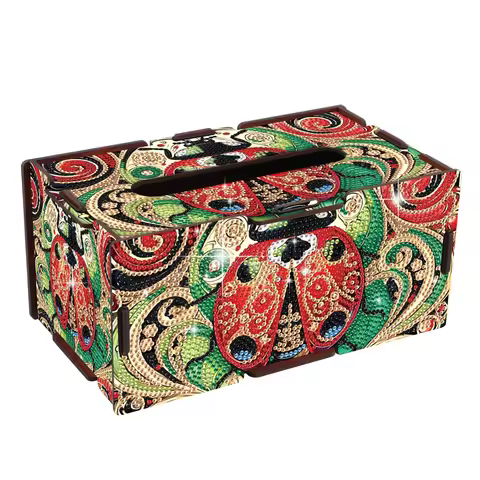 Diamond Painting Tissue Box Kits,Red Ladybug Special Shape Diamond Art Partial Handmade Diamond Room