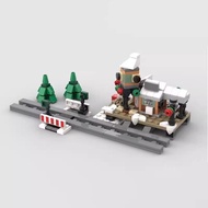 MOC Blocks Winter Village Railway Station Mini Creative Building Blocks Santa Series Christmas Train