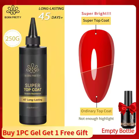 BORN PRETTY 250g Super Top Coat Gel Nail Polish Base Gel Matte Top Coat Semi-Permanent Varnish Soak 