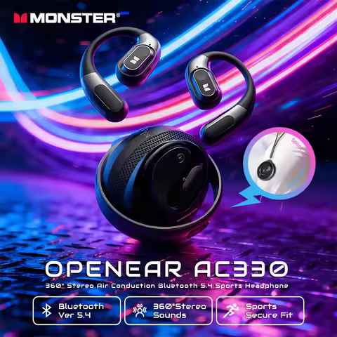 Monster Open Ear AC330 Bluetooth 5.4 Headphone Air Conduction Sports Earphone HiFi Stereo TWS Wirele