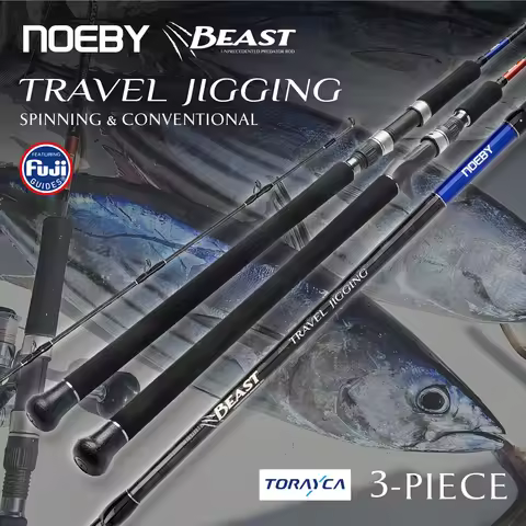NOEBY 3 Pieces Beast Travel Jigging Fishing Rod 1.83m Spinning Conventional Fuji Toray Big Game Offs