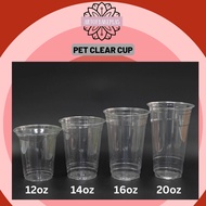Pet Cup 12oz 14oz 16oz 20oz / Clear Plastic Cup /  Transparent Hard Clear Cup / (Flat/Dome/Strawless