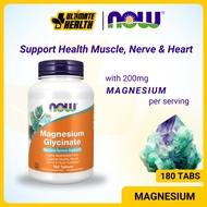 NOW Foods, Magnesium Glycinate Supplement, Muscle Health, Nerve & Heart Support, 180 Tablets