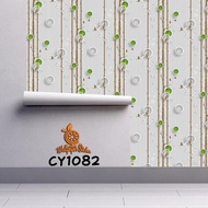 Wallpaper sticker Dinding 45cm x 3.5 m motif POLKADOT CY1084 BLACK - ROUND CY1082 HJ